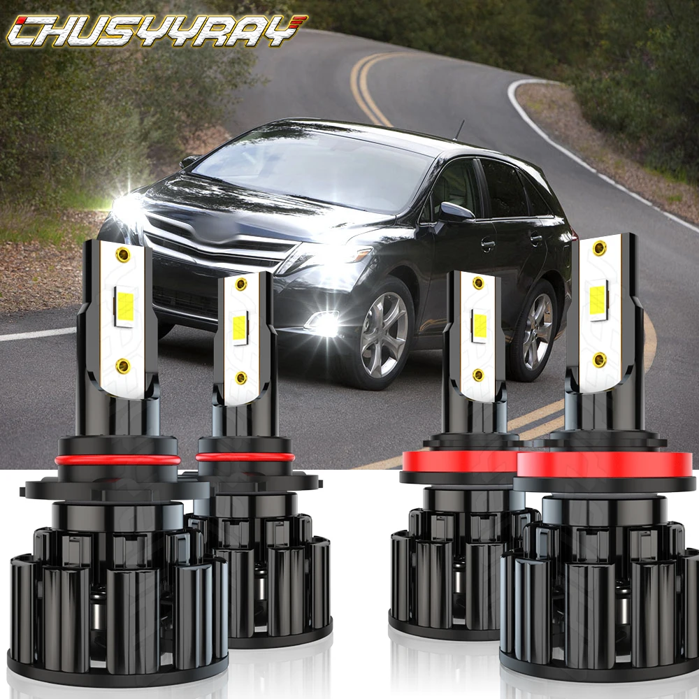 

CHUSYYRAY Compatible For Toyota Venza 2009-2016 Combo LED Headlight Bulbs High Low Beam Fog Light Kit 6000K Car accsesories