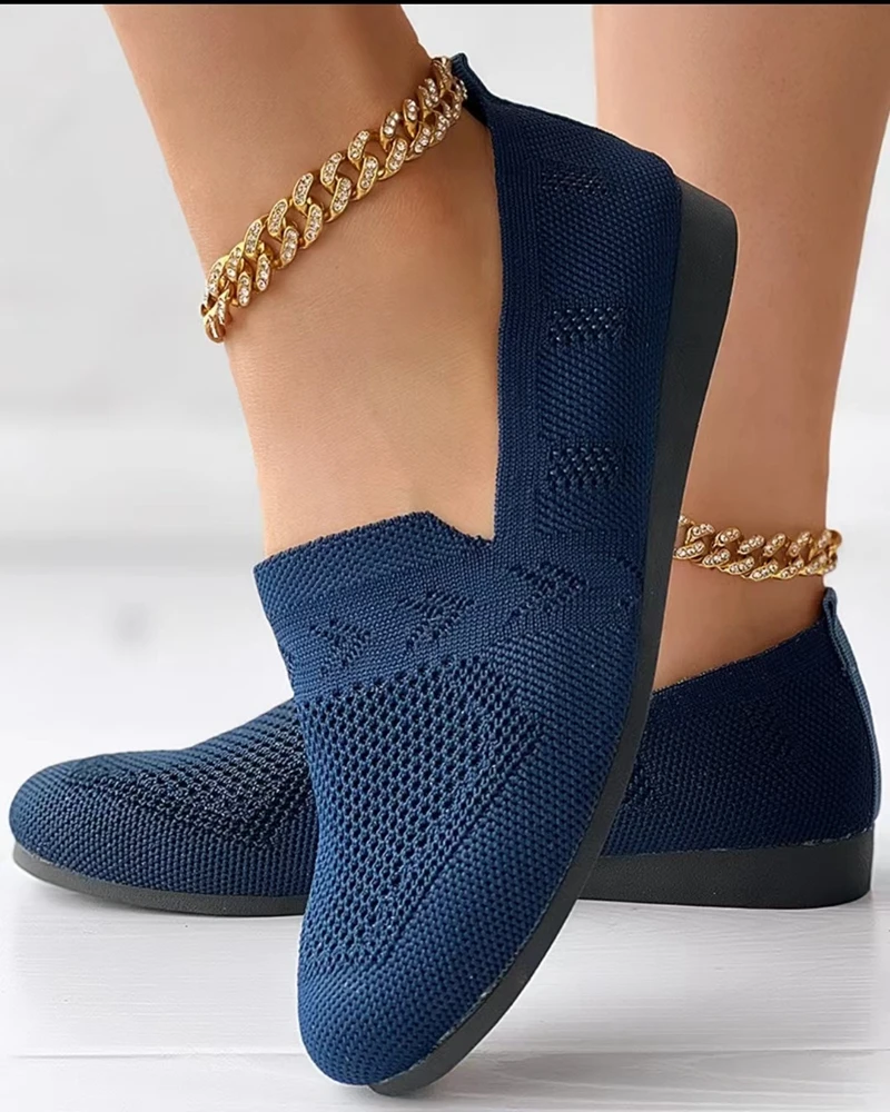 Women Going Out Hollow Out Breathable Slip-on Loafers New In Casual Work Shoes Spring Fashion Slip-on Round Toe Detail Flats