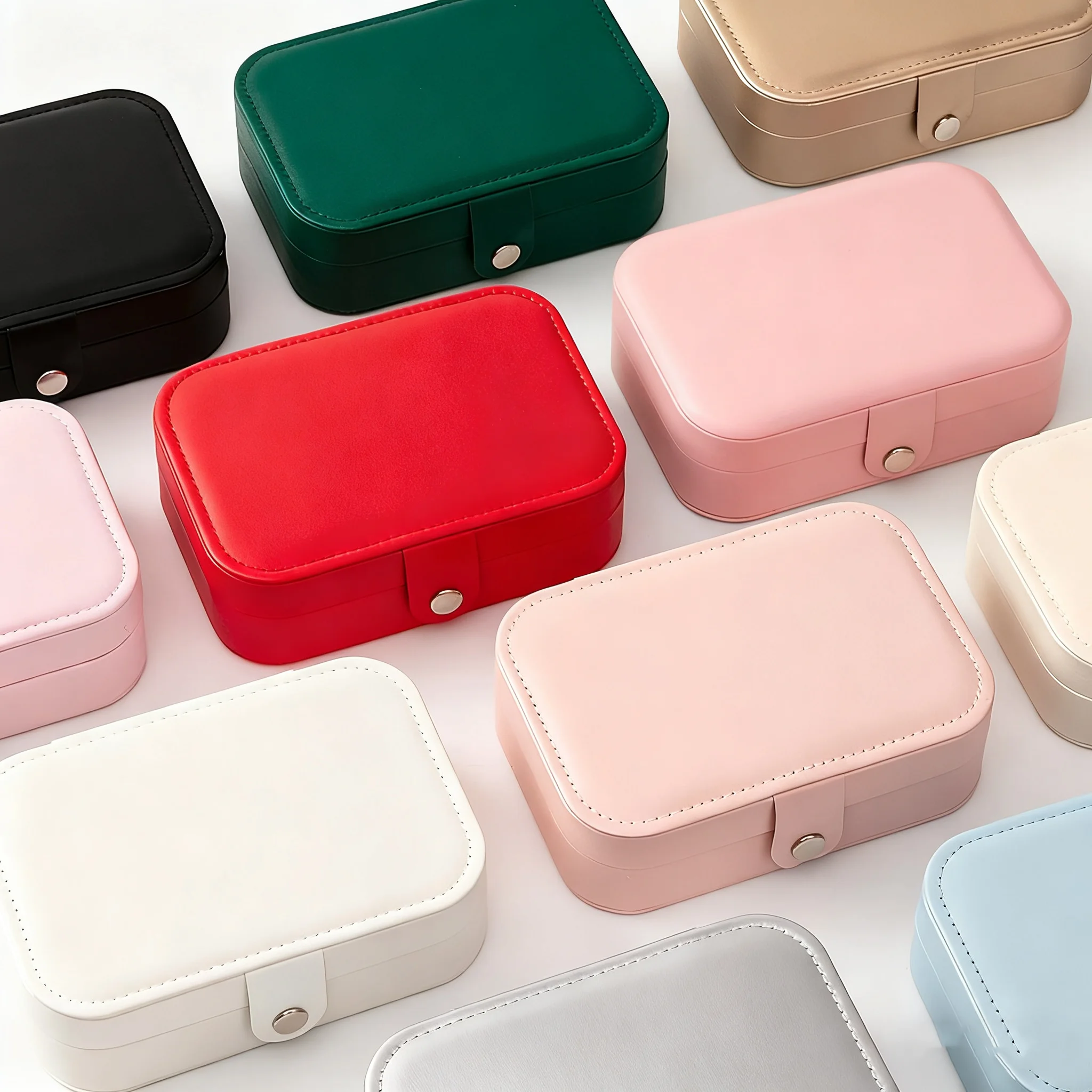 صندوق تخزين المجوهرات الصغير المحمول من سام باندا، منظم السفر، أقراط تخزين جلدية، قلادة وخاتم، عرض منظم المجوهرات