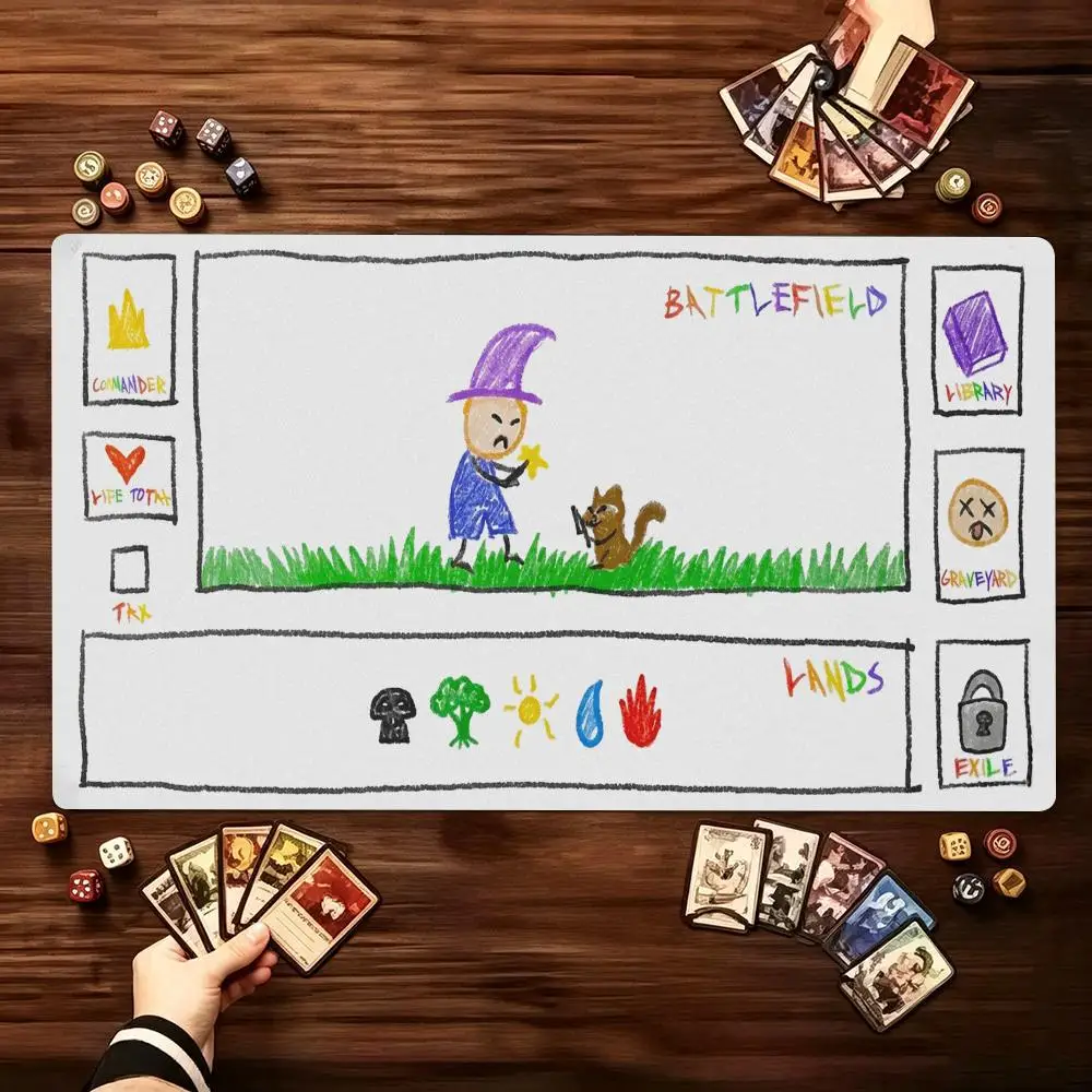 Hand‑Drawn Forest Fairy Tale Large Game Playmat Non Slip Rubber Desk Mat For Card Gaming Laptop Keyboard Home Office Workspace