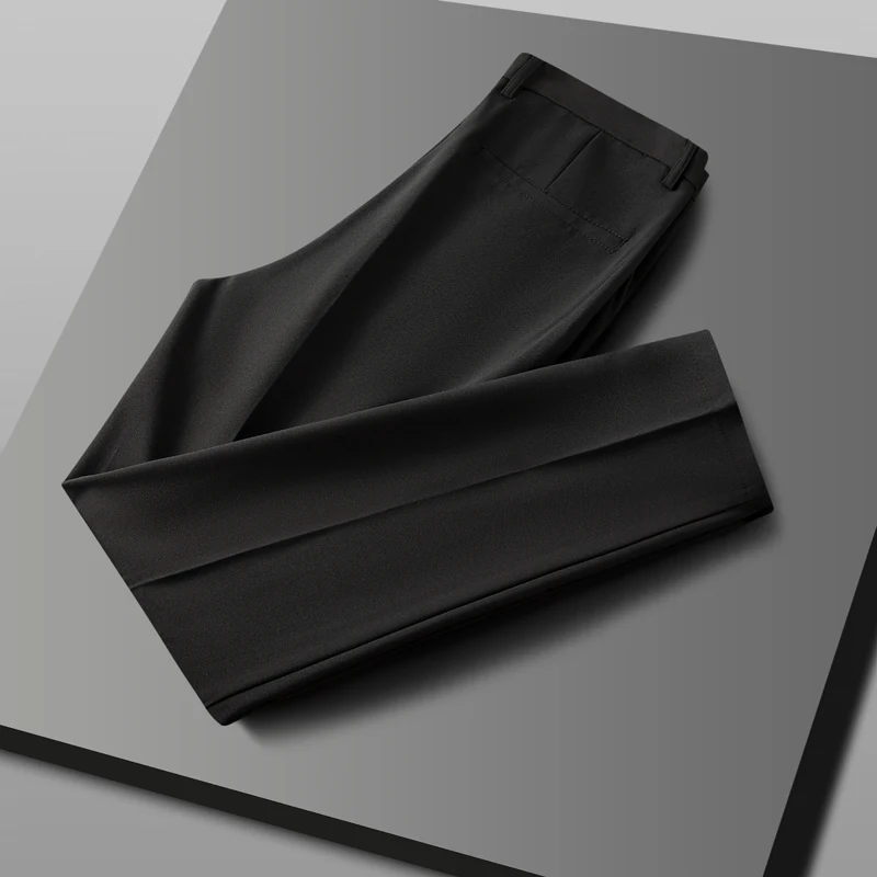 

Весенне-летние тонкие девятисекционные мужские костюмные брюки, повседневные брюки из ледяного шелка, корейская версия, модные прямые брюки для похудения West