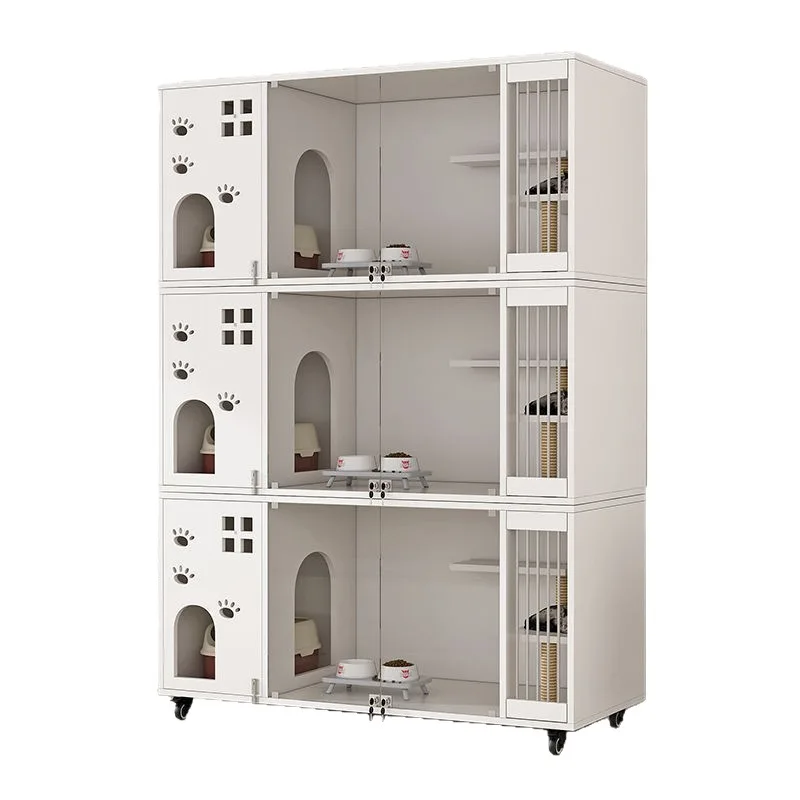 

Solid wood cattery household luxury cat house large space pet cabinet indoor