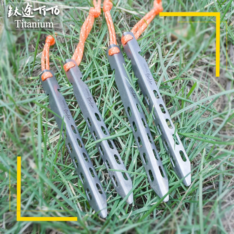 6/8/10/12pc Titanium Tent Nails Outdoor Snowfield Beach V Shape Windproof Ultralight Tent Peg for Camping Hiking Soft Ground