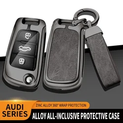 Zinc alloy leather car remote control key fob protective case for Audi A3 8P 8V 8L S3 RS3 Q3 TT Q2 protective key fob case