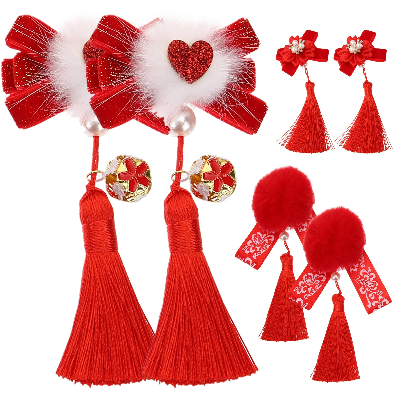 

3Pairs Hanfu Hair Clip Chinese Traditional Tassel Hair Barrettes Flower Hairpin for Wedding Party Daily Wear Women Girls