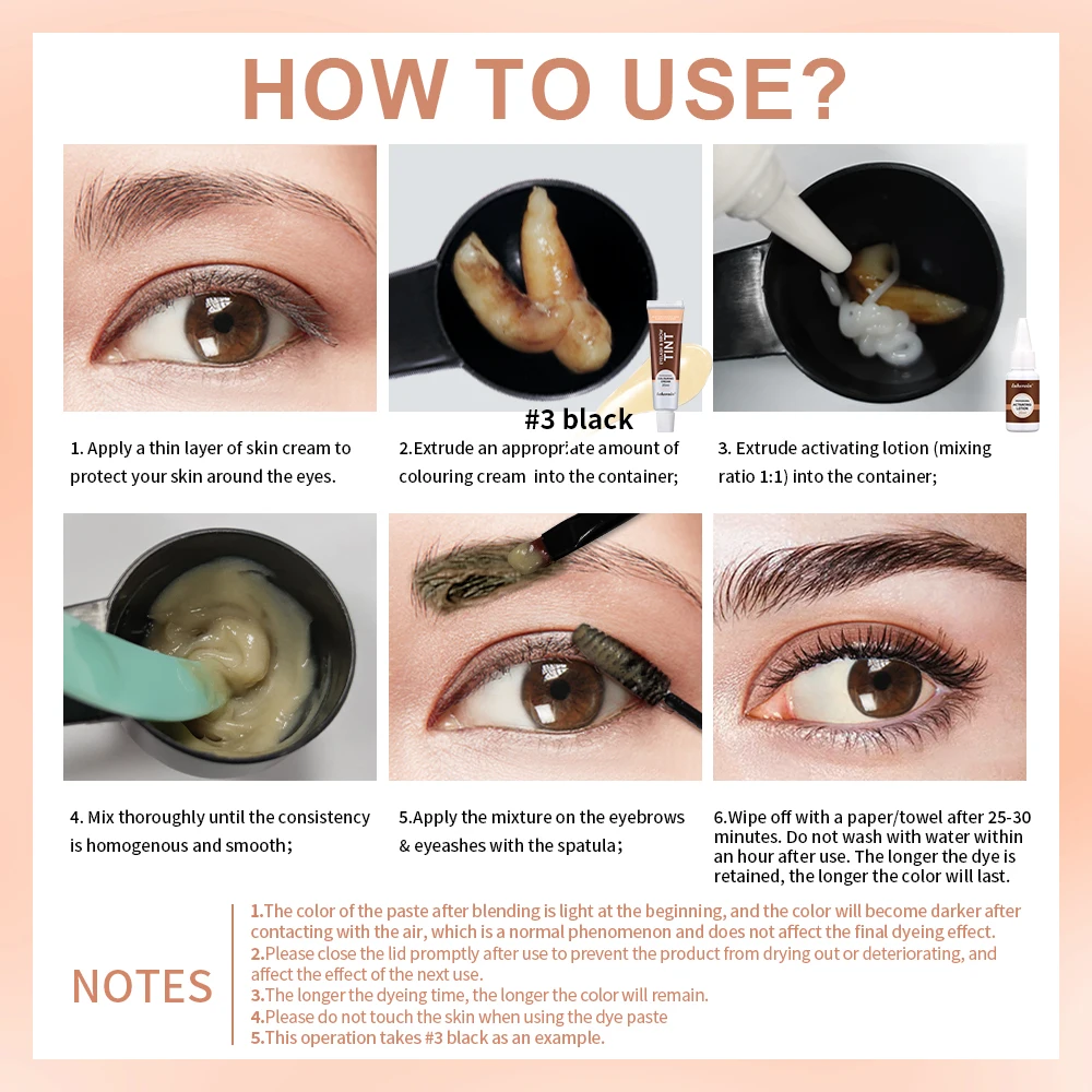 Lakerain Tinta per ciglia e sopracciglia Kit per trucco naturale per sopracciglia folte Impermeabile e resistente al sudore Effetto dall'aspetto naturale a lunga durata