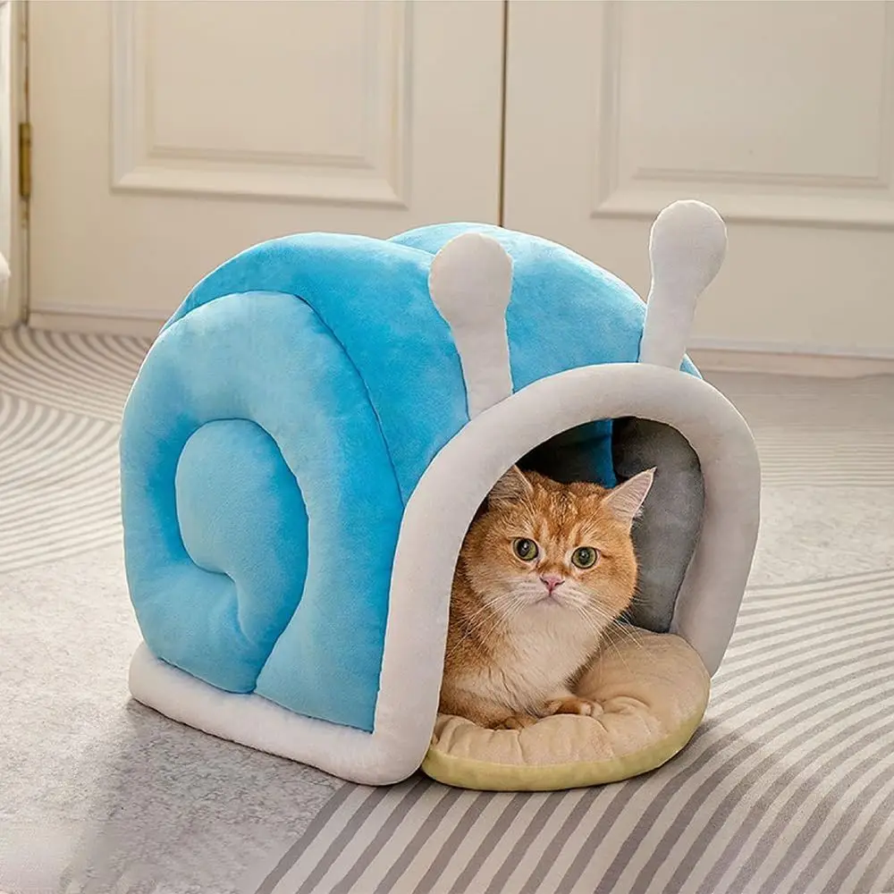 

Уютная закрытая лежанка-пещера для домашних животных, теплый зимний убежище, нескользящее основание, идеально подходит для кошек и маленьких собак