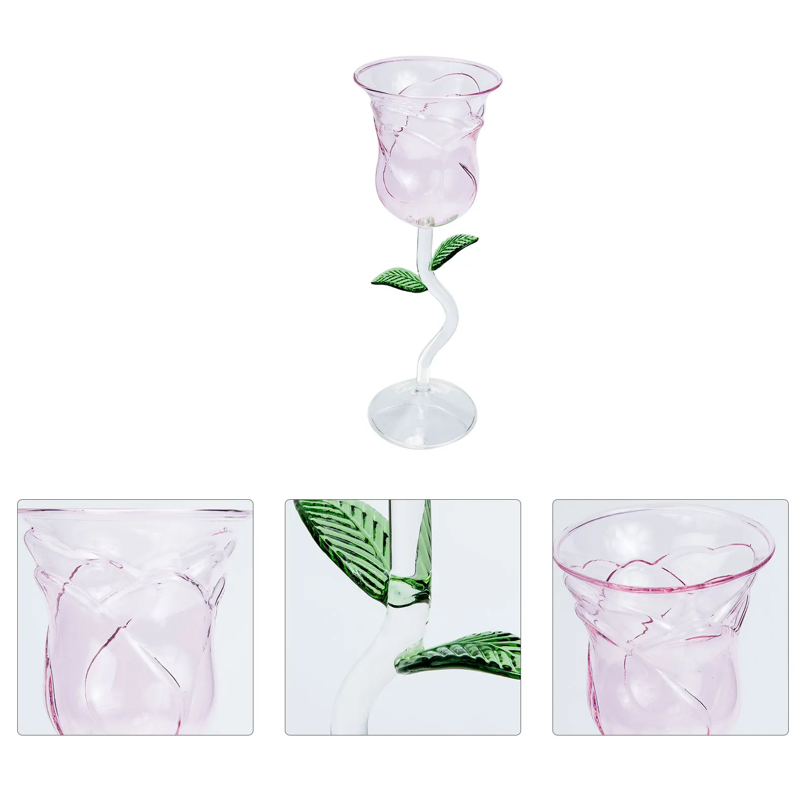 

Rose Flower Wine Goblet Premium Material Comfortable Grip for Home Bar Decorative Drinking Rose Flower Wine Glass