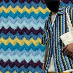 Wave Striped Hollow Knitted Fabric Colorful Color Blocking Elastic Fashion Dopamine Fashion Jacquard Fabric