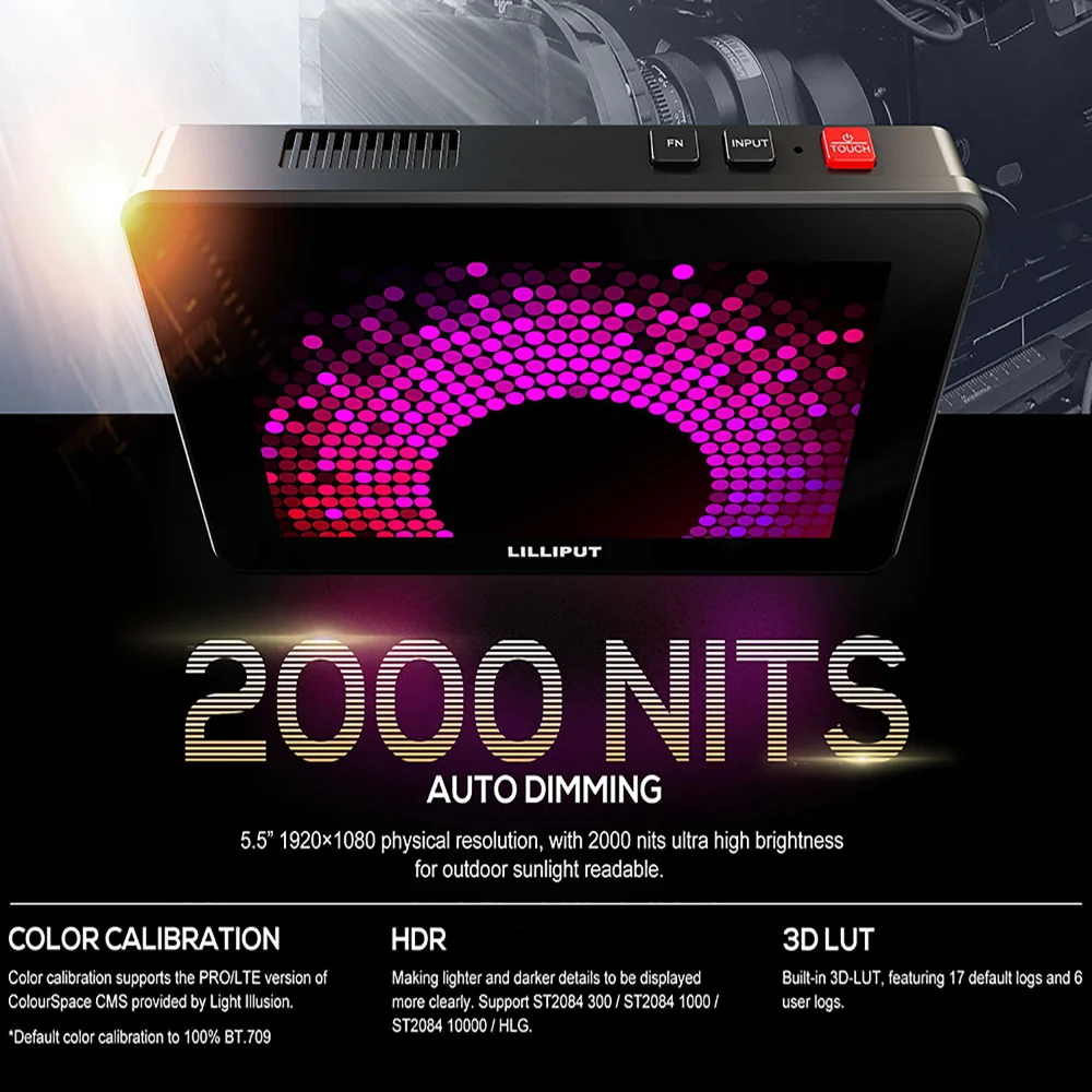 LILLIPUT HT5S 5.5Inch 1080P 2000nits Ultra-Bright Touch Camera Control Monitor Support 3G-SDI HDMI 2.0 3DLUT
