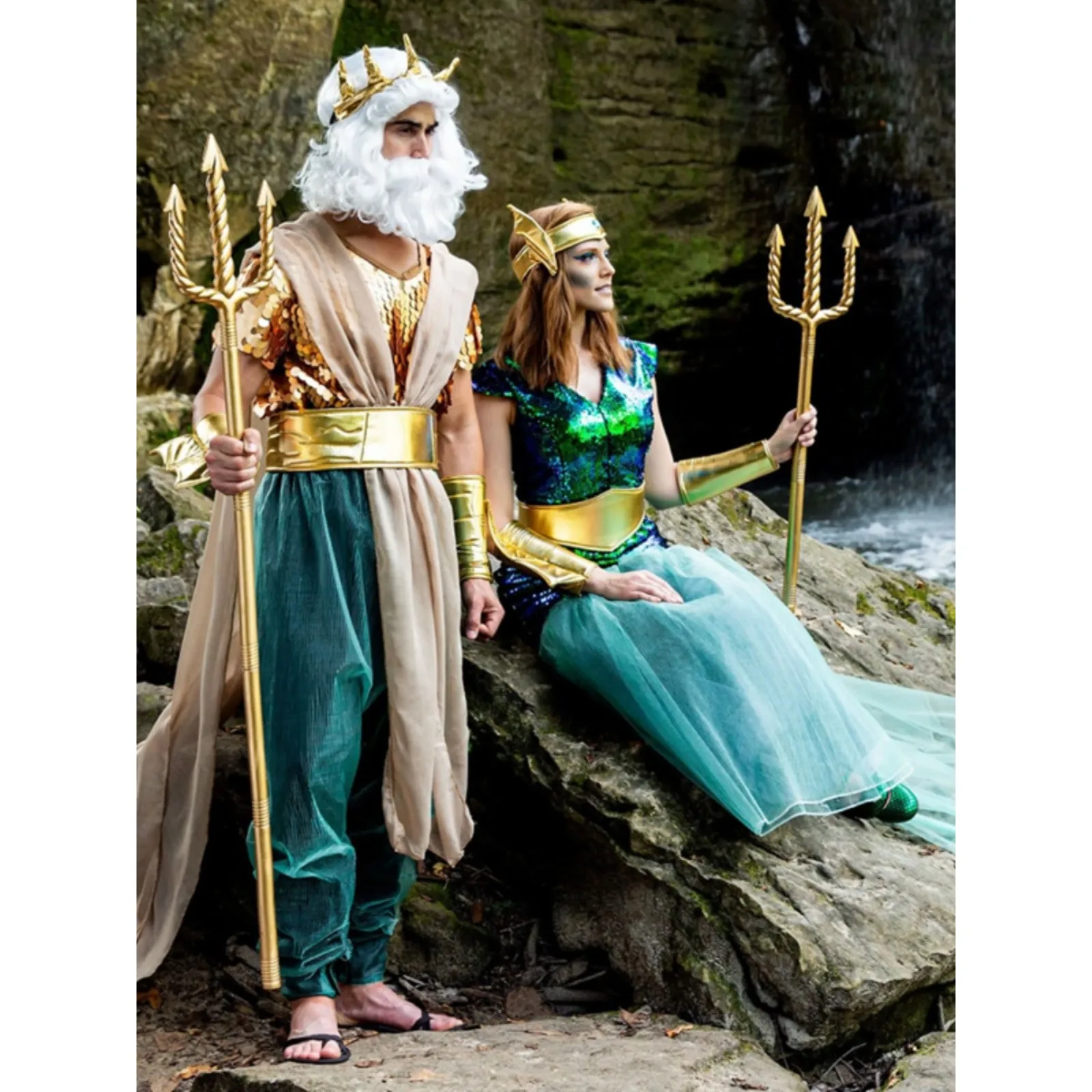 

Новый костюм на Хэллоуин для взрослых, мужчин и женщин, костюм русалки принцессы, костюм для выступлений Sea King War God Bar