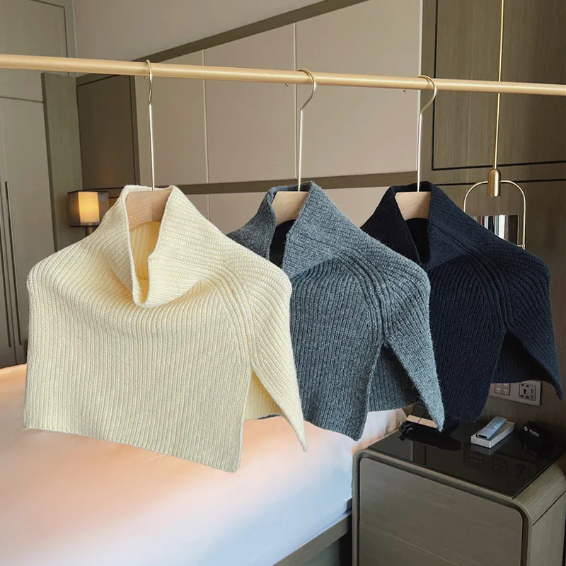 Scarf Women Pullover Sweater Knitted Shawl Korean Versatile Neck Cover Knitted Shawl High Neck Camisole Shawl Clothes Accessory