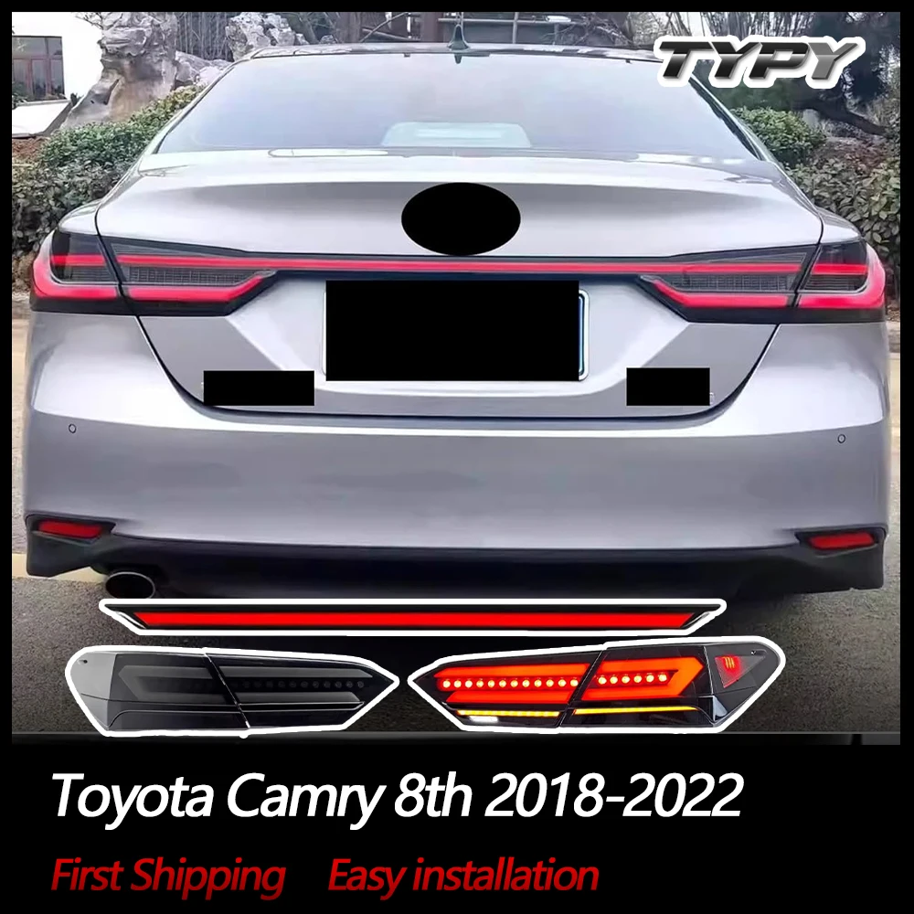 

LED Through Tail Light For Toyota Camry 8th Gen 2018 2019 2020 2021 2022 Rear Taillights DRL Sequential Turn Signal Brake Lamps
