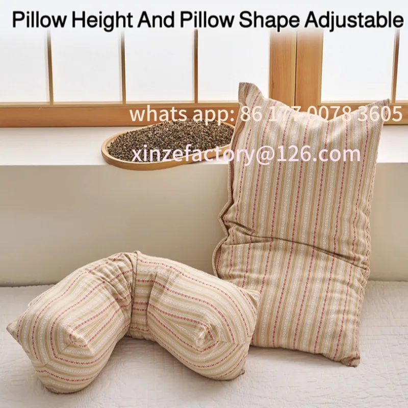 

Настраиваемая гречневая подушка для защиты шеи, хлопковая мягкая дышащая подушка для шеи, эргономичная домашняя подушка для сна