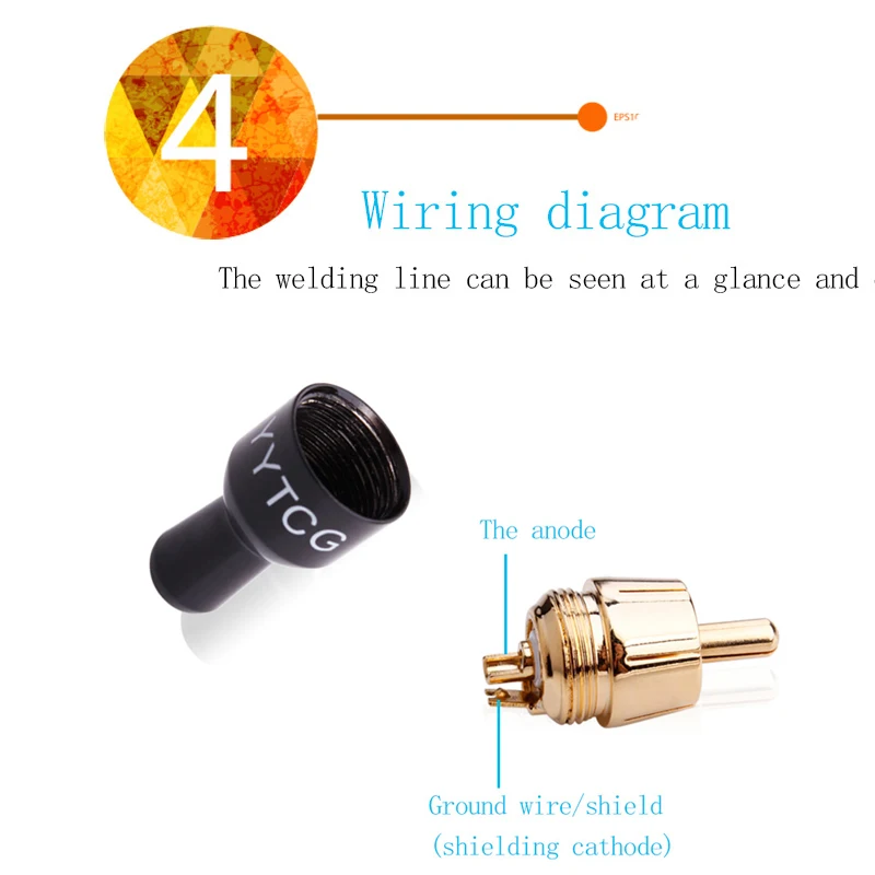 4PCS Copper RCA Plug Audio Cable Male Connector Adapter Connector Soldering Phono Male for 4mm Cable