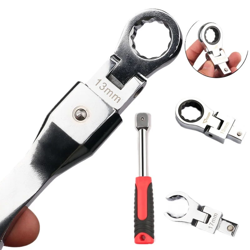

Portable 8-Piece Swivel Interchangeable Ratchet Wrench, 180° Rotatable Ratchet Gear Labor-Saving Wrench