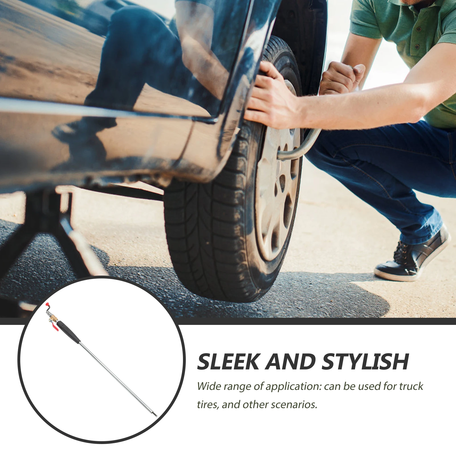 

InflatableRod TireChuck AirCompressorAttachment AutomaticSilverStraight MultiFunctional FastInflation TruckTires