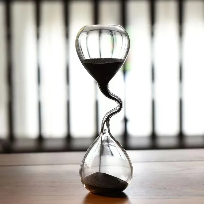 

Creative Irregular Hourglass Timer Home Decoration Glass Hourglass Jewelry Home Supplies Sand Time Black Sand Timer Holiday Gift