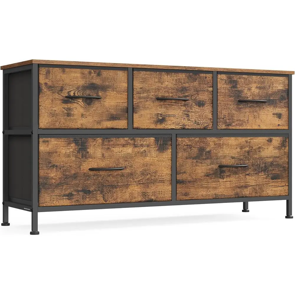 

Drer or Bedroom, Chest o Ders, Steel, MD, 5 Non-Woven abric Ders, Storage Organizer Unit, Closet, Entryway, Rustic Brown and Ink
