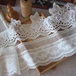 White Cotton Lace Ribbon for DIY, Handmade Crafts Fabric, Hollow Floral Embroidered Lace Tape, Home Textile Decoration, 1Yard