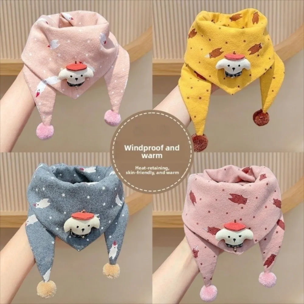 Nieuwe Cartoon Katoenen Driehoek Sjaal Verdikte Winter Warm Outdoor Kinderen Halsdoek Winddicht Baby Mond Handdoek