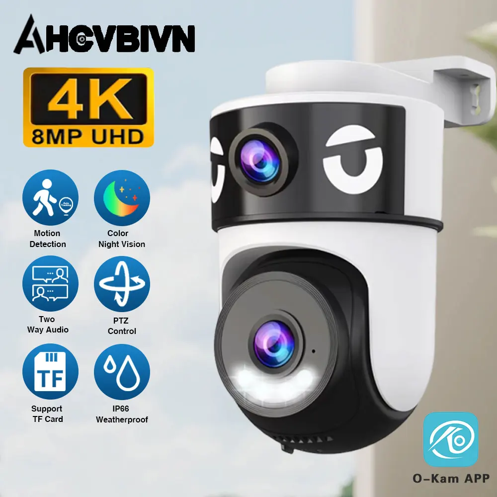 

8MP 4K HD Dual Lens WIFI PTZ IP Camera Dual Screen Auto Tracking Indoor Wireless Security Video Surveillance Cameras