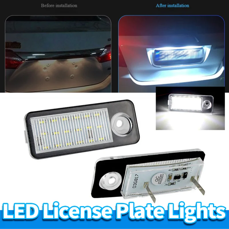 

2 шт. светодиодный светильник номерного знака для Audi A6 C5 Avant Wagon 1997-2005 RS6 RS6 Plus CanBus без ошибок 6000K Белый OEM 4B9943021