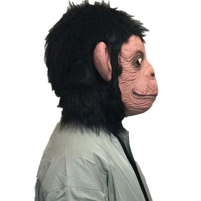 Máscara aterradora de disfraz de cabeza de gorila, mono asustador, máscara de broma, máscara de animal divertida, casco de rendimiento