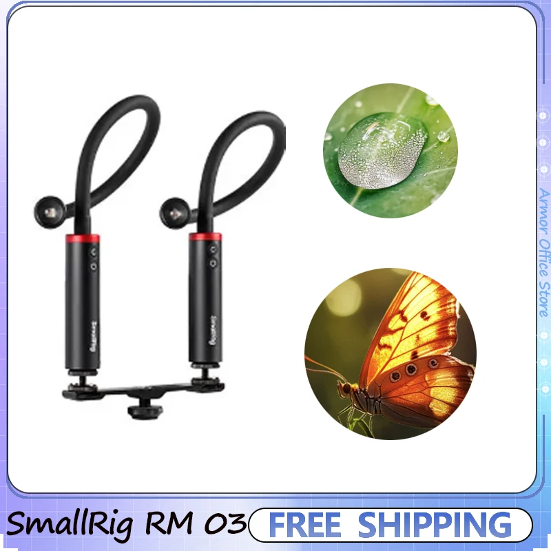 SmallRig RM 03 Macro Light with Diffuser, 5 Colors 4-Leaf Barndoor Spotlight,Windproof Photography LED ,Stop Motion Animation