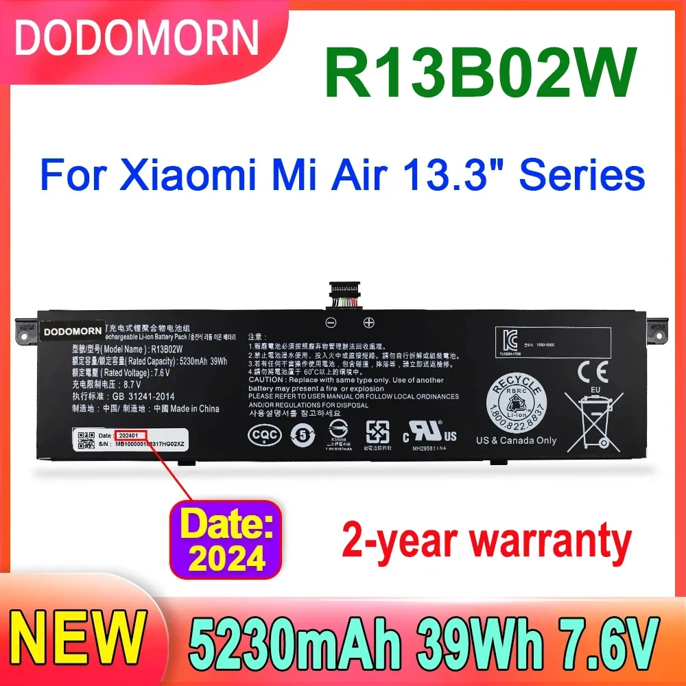 DODOMORN R13B02W R13B01W Laptop Battery For Xiaomi Mi Air 13.3