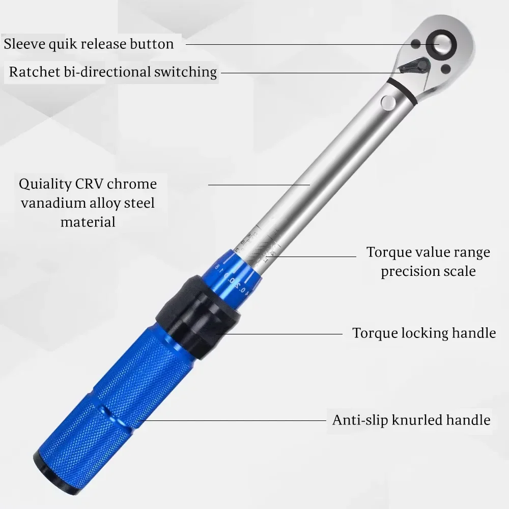 Chave de torque predefinida de alta precisão, 2-24n.m, torque ajustável, chave de catraca de 1/4 polegadas, chave de torque de liberação rápida, ferramenta de reparo