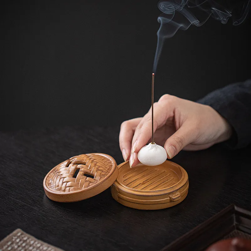 Ceramic Steamer Plate Incense Burner Creative Xiaolongbao Incense Socket Household Tea Ceremony Is Booming
