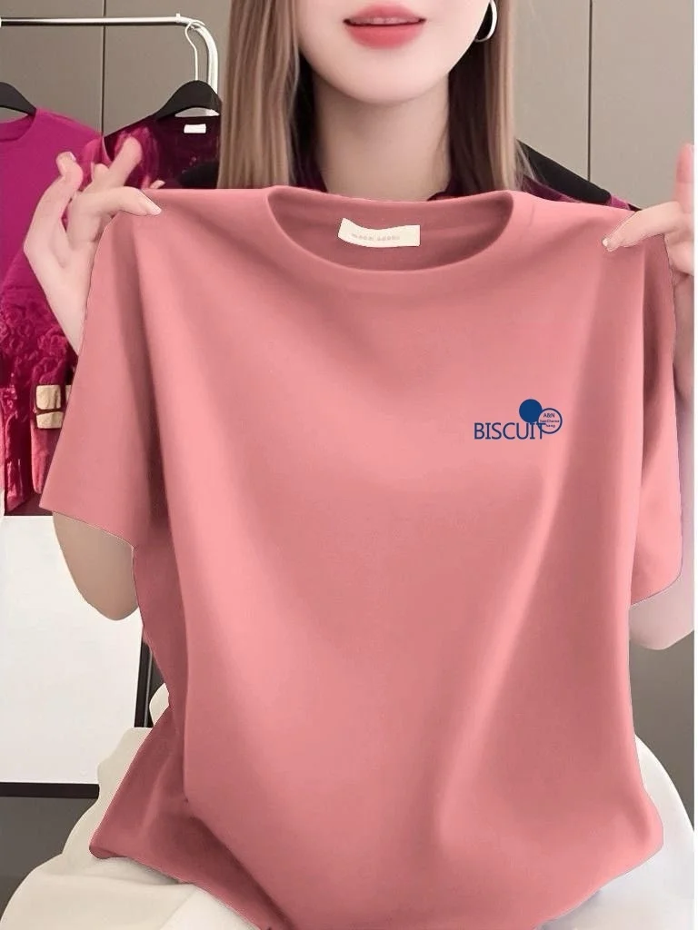 

Элегантная повседневная футболка с принтом и коротким рукавом для женщин: свободный крой, скрывающий живот, большие размеры, модный топ