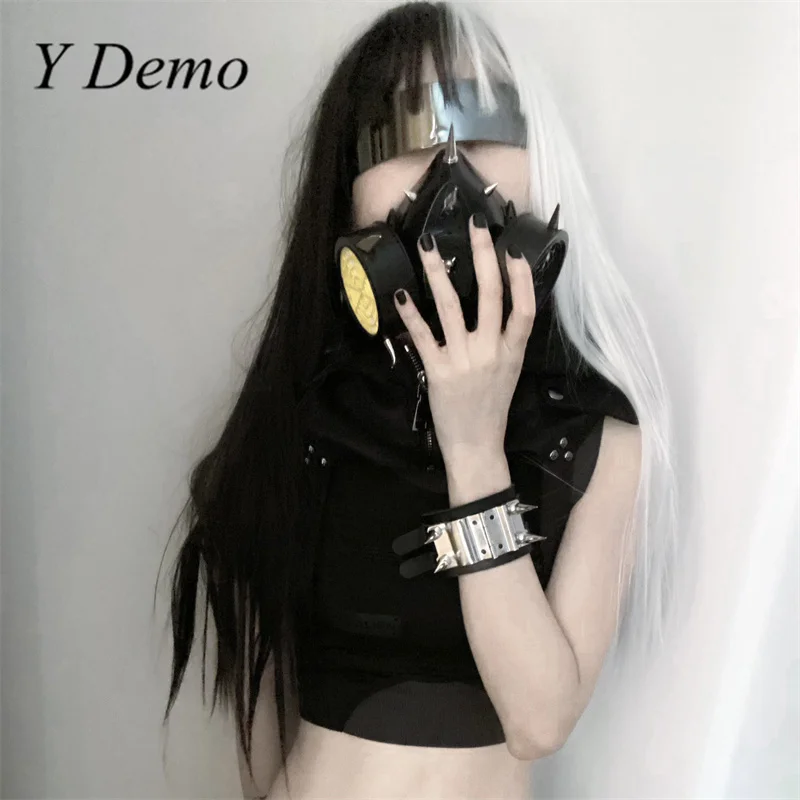 Y Demo Punk Rivets Cosplay Mask Dark Streetwear Masquerade Custom Party maschere di gomma