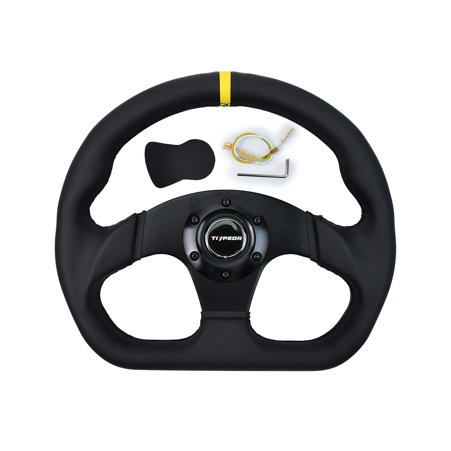 

TIYPEOR 330 мм 13 дюймов гоночный дрифт плоский руль черный сшитый руль подходит для автомобиля и моделирования гоночной игры