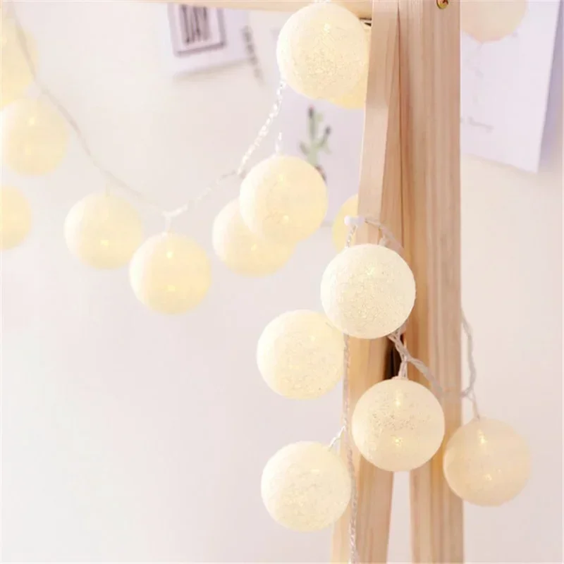 

USB Colorfull Cotton Garland LED Balls Christmas String Holiday Lights for Home Decoration Wedding Fairy Bedroom Decor