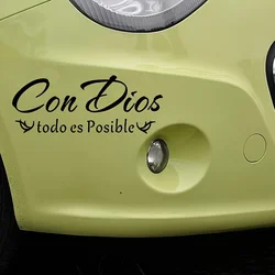 With God All Things Are Possible Spanish Faith Car Stickers Waterproof Windshield Window Trunk Vinyl Auto Decals Decoration
