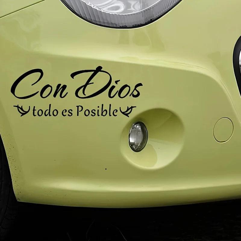 With God All Things Are Possible Spanish Faith Car Stickers Waterproof Windshield Window Trunk Vinyl Auto Decals Decoration