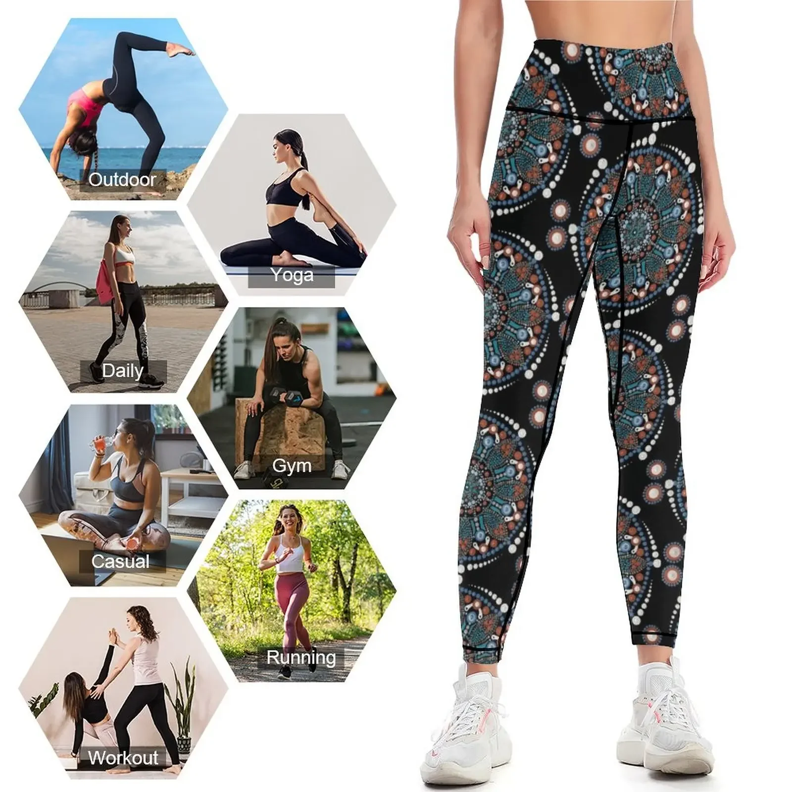 Blue Twilight Mandala Leggings Sports pants for Women's tights legging pants raises butt sports for push up Womens Leggings