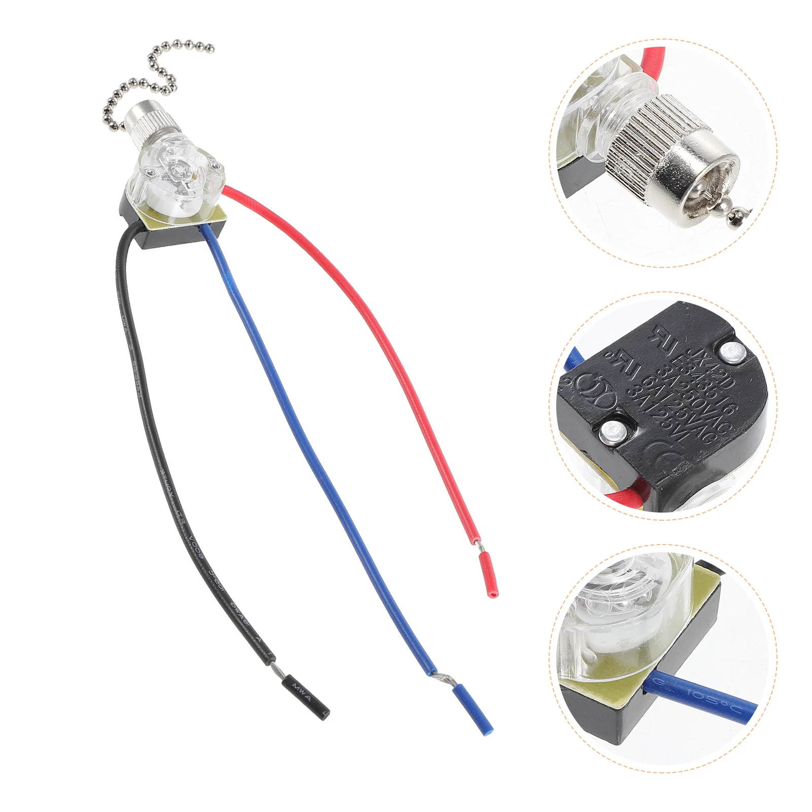 

2pcs Pull Chain Switch For Ceiling Fan 3 Wire Replacement Light Fixtures Durable Creative Design Pull Chains Home Hotel