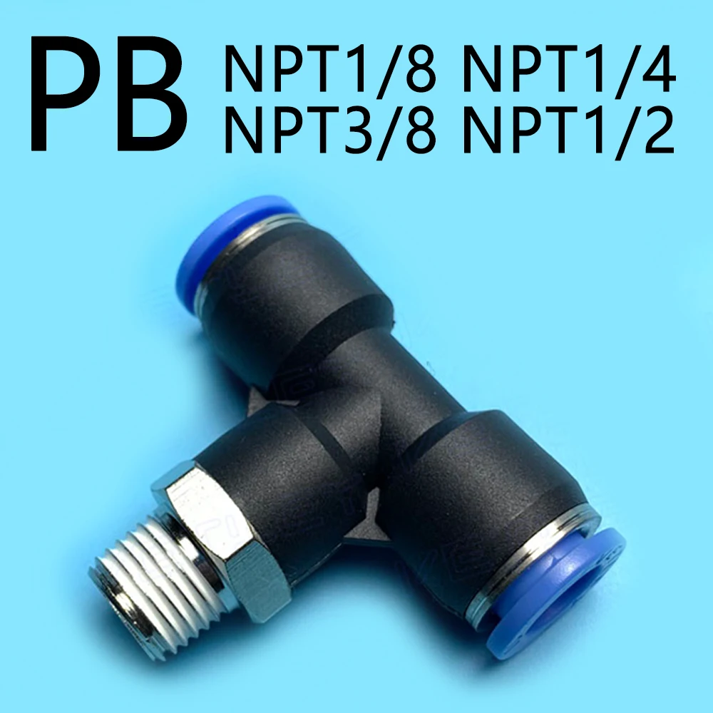 PB Pneumatic Quick Coupling NPT T-Shaped Tee External Thread N1/8 