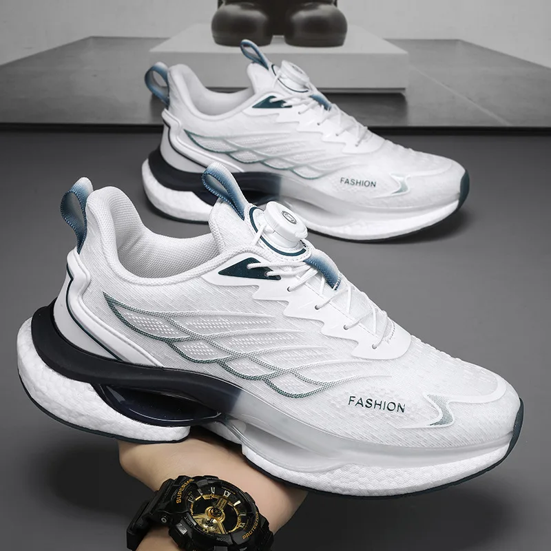 

Carbon Plate Running Shoes Spring Summer Ultra-light School Students with Breathable Rotating No-tie Design