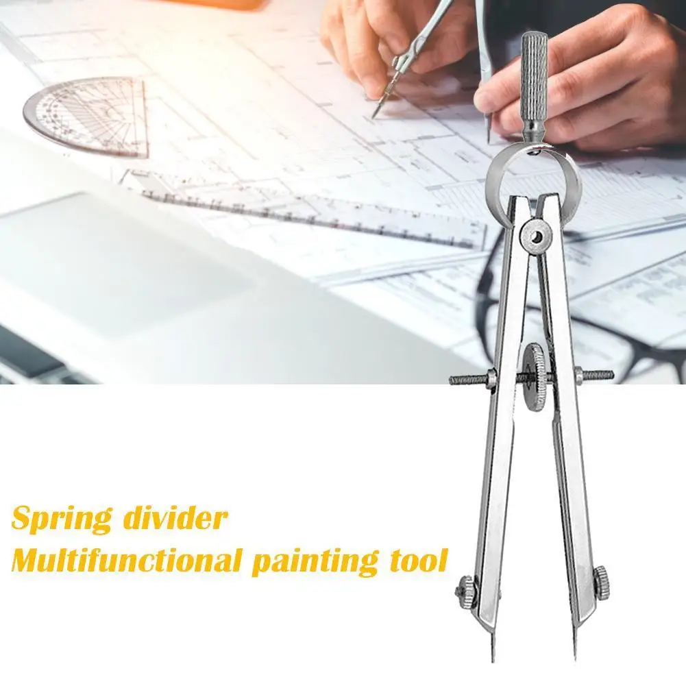 Divisor de arco multifuncional, bússola de desenho com bloqueio, bússola matemática, desenho geométrico de metal, bússola de engenharia, ferramenta de desenho