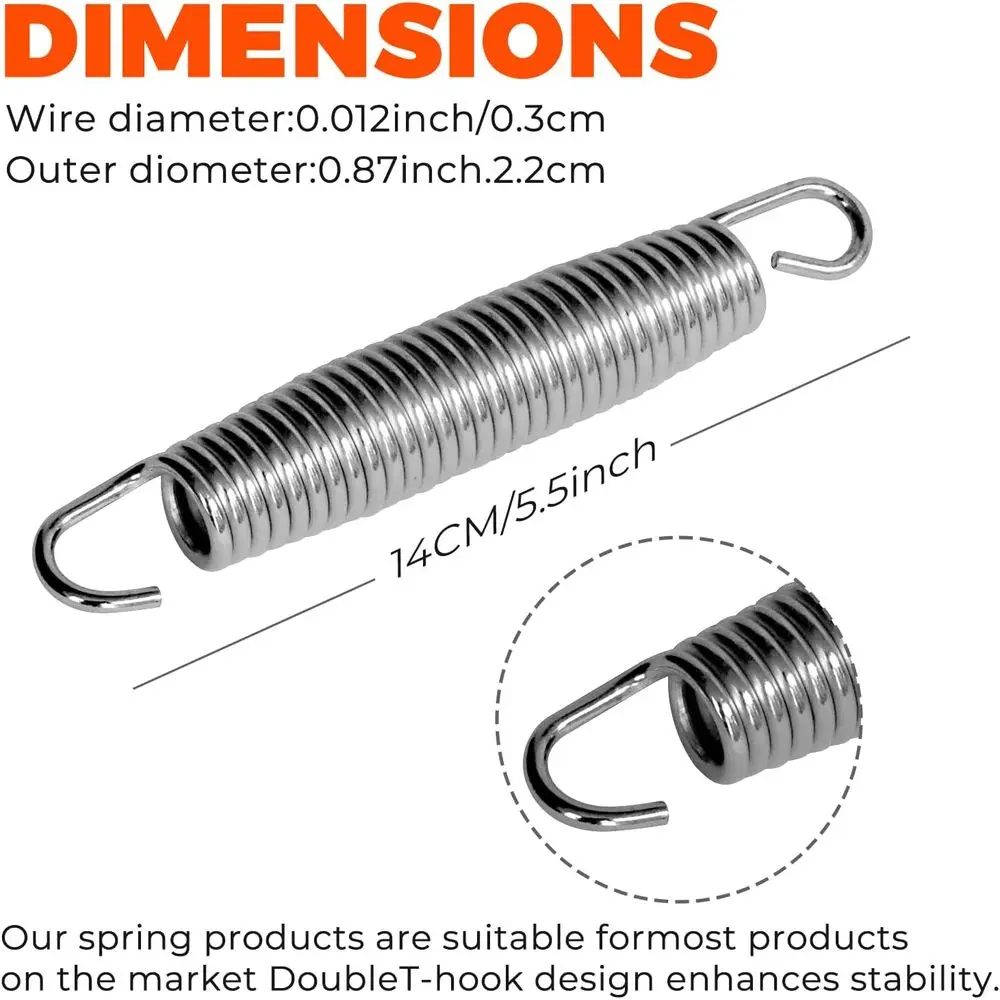 72 قطعة من نوابض الترامبولين 5.5 بوصة، مزودة بخطاف تركيب زنبركي على شكل حرف T، نوابض ترامبولين بديلة #2