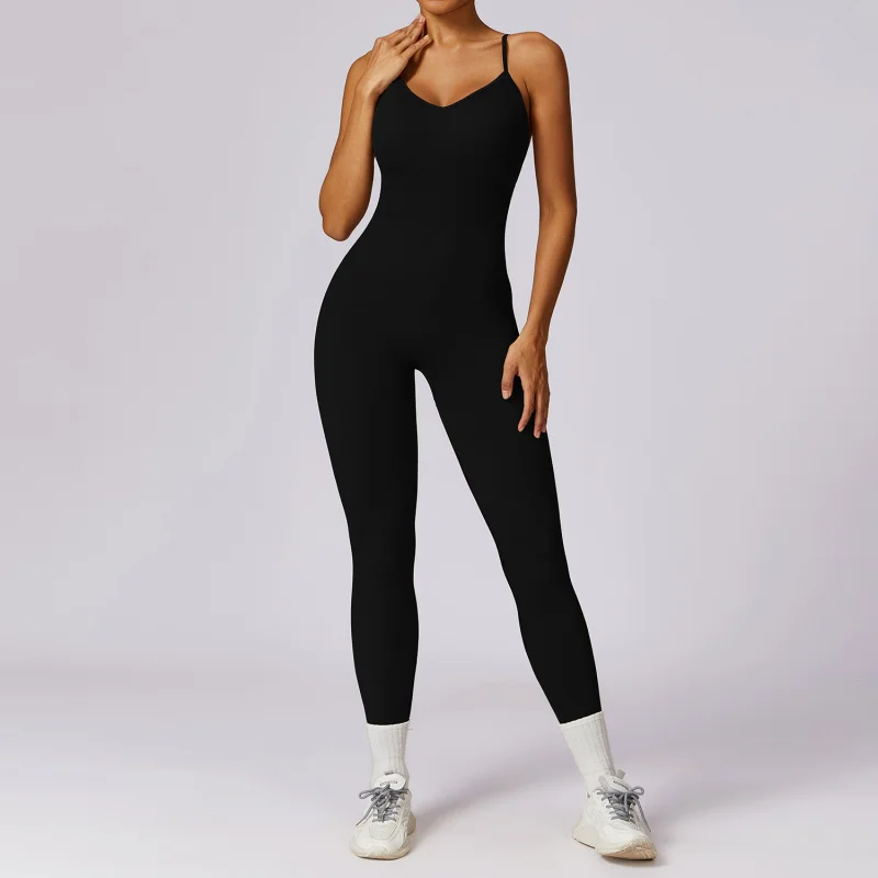 FUBEIKE Summer Seamless Beauty Back Yoga Jumpsuit Women One-piece Outfit Sleeveless Bodycon Backless Set Romper Sportswear