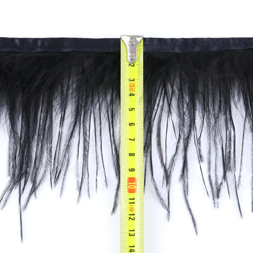 1 Meter Marabou Ostrich  Feathers Trim 10-13cm Plumes on Ribbon For Wedding Dress Decoration Sewing Crafts Accessories