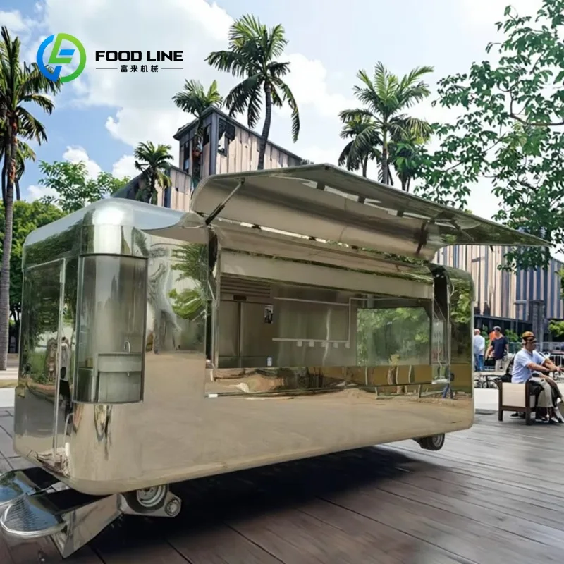 Commercial Kitchen Stainless Steel Fast Food Coffee Hamburger Hotdogs Truck Customized