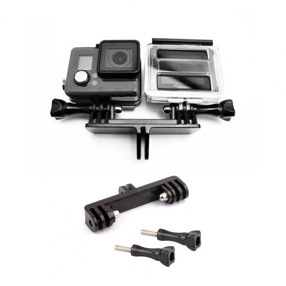 Camera Holder Double Head with Screw Supports 2 Cameras Simultaneously Action Camera Bracket