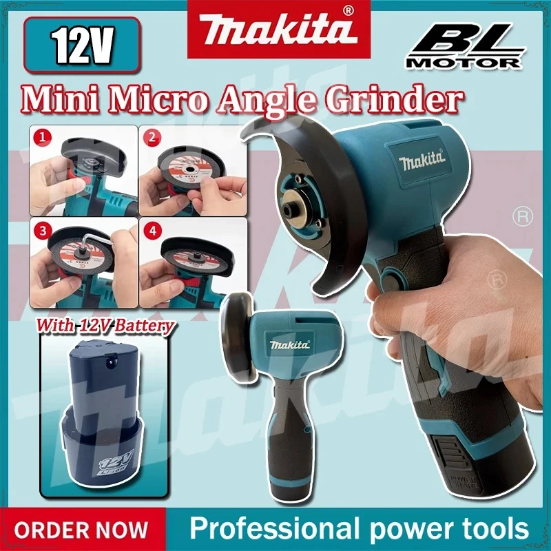 

Makita Cordless Mini Angle Grinder 19500RPM Rechargeable Handheld Grinding Polishing Grinding Cutting Machine Power Tool