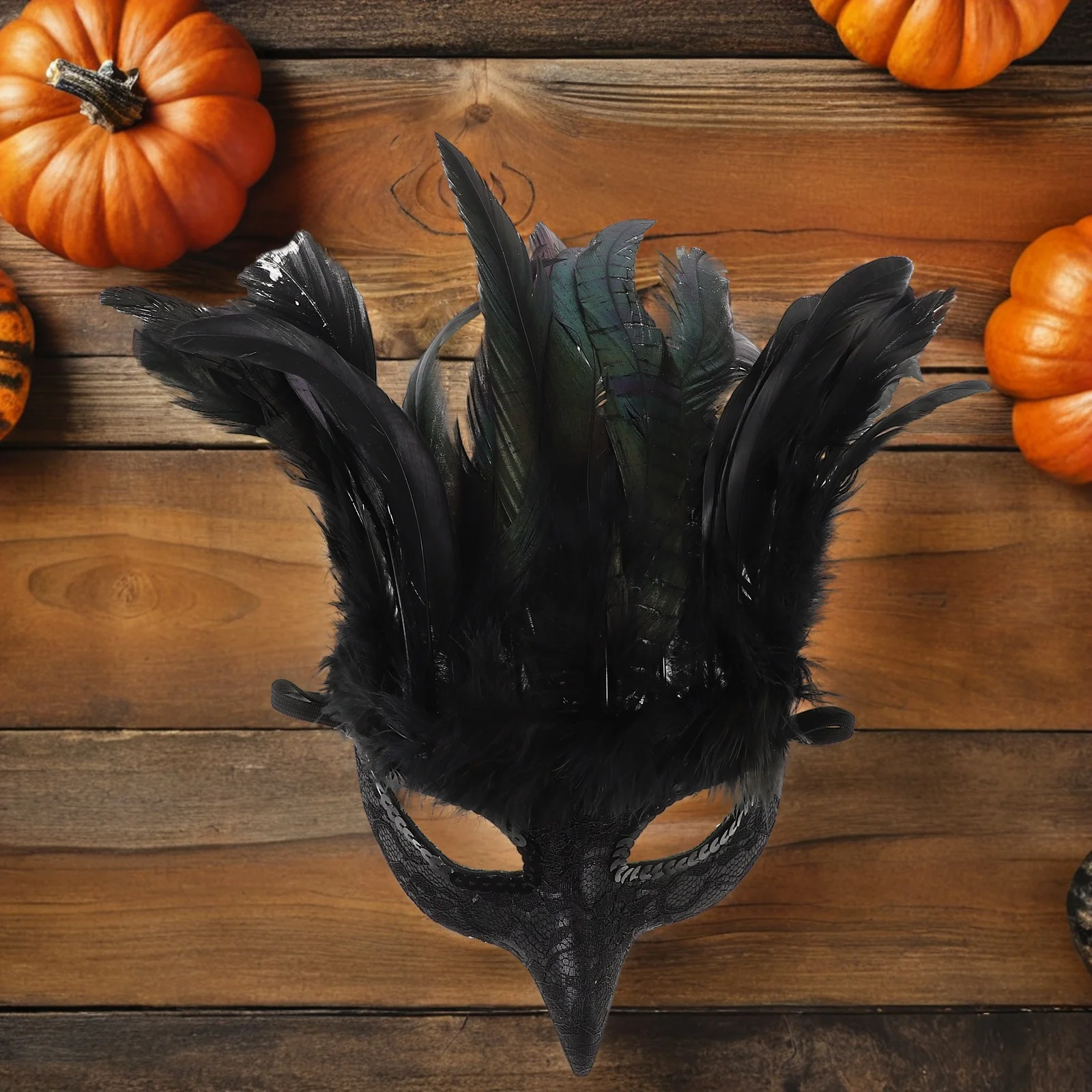 Máscara de mascarada de plumas negras, cubierta decorativa de media cara para fiesta de Halloween, Cosplay, baile de carnaval, mujeres y hombres, ligera